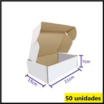 Caixa de Papelão branca para Ecommerce/correio 21x15x7cm Kit 50 - Emballari