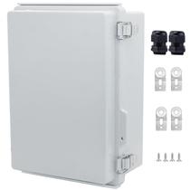 Caixa de passagem à prova dágua IP67, gabinete elétrico em plástico ABS com trava de aço inoxidável, caixa elétrica com tampa articulada, placa de montagem, suportes de parede e prensa-cabos 290x190x140 Caixa de passagem à prova dágua IP67, gabinete elétrico em plástico ABS com trava de aço inoxidável, caixa elétrica com tampa articulada, placa de montagem, suportes de parede e prensa-cabos 290x190x140