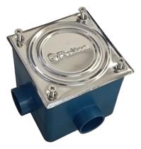 Caixa De Passagem Inox Tampa Azul Para Led Piscina Pooltec