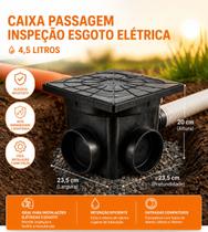 Caixa De Passagem Inspeção Esgoto Gordura Elétrica Grande 4,5 litros com Tampa Plástica e, Anti UV Caixa De Passagem Inspeção Esgoto Gordura Elétrica Grande 4,5 litros com Tampa Plástica e, Anti UV