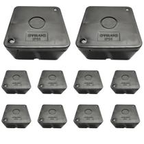 Caixa de Passagem Plástica Organizadora Preta Câmera Segurança Cftv de Sobrepor IP66 Kit 10 Caixa de Passagem Plástica Organizadora Preta Câmera Segurança Cftv de Sobrepor IP66 Kit 10