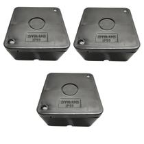 Caixa de Passagem Plástica Organizadora Preta Câmera Segurança Cftv de Sobrepor IP66 Kit 3 Caixa de Passagem Plástica Organizadora Preta Câmera Segurança Cftv de Sobrepor IP66 Kit 3