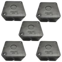 Caixa de Passagem Plástica Organizadora Preta Câmera Segurança Cftv de Sobrepor IP66 Kit 5