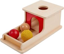 Caixa de permanência de objeto adena Montessori com bandeja três bolas (madeira , plástico , trançado), brinquedos montessori para bebês crianças de 6 a 12 meses 1 ano crianças