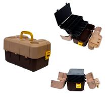 Caixa de pesca hi c/ 2 bandejas p/ isca artificial e apetrechos marrom Caixa de pesca hi c/ 2 bandejas p/ isca artificial e apetrechos marrom