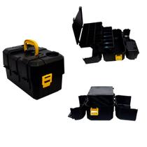 Caixa de pesca hi c/ 2 bandejas p/ isca artificial e apetrechos preta Caixa de pesca hi c/ 2 bandejas p/ isca artificial e apetrechos preta