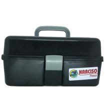 Caixa de pesca maleta multiuso apetrechos c/ 2 bandejas - preta - NARCISO