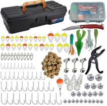 Caixa De Pesca Mini Estojo Boias Anzol Chumbos Canivete Sino iscas alicate kit pesca completo