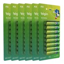 Caixa De Pilhas Alcalina Elgin Aa 96 Unidades Com 6 Cartelas