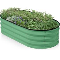 Caixa de Plantas Durável Elevada de Ferro 200x60cm Verde Caixa de Plantas Durável Elevada de Ferro 200x60cm Verde