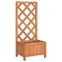 Caixa de plantio vidaXL de madeira maciça de abeto com treliça para jardim marrom