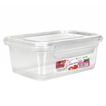 Caixa de plastico retangular com tampa e trava gourmet transparente 1400ml - ERCA