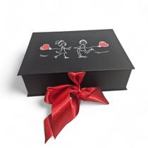 Caixa de Presente 23x16x7 Modelo Livro Preta Mensagem Casal Namorados - Craftimbui