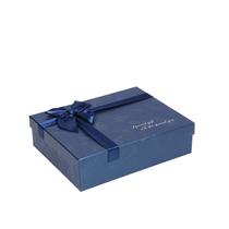 Caixa de presente azul elegante com fita de papelão 27,5x21,5x7,5cm