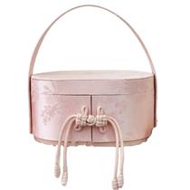 Caixa de presente Candy para casamento luxuosa em estilo de seda rosa com alça Caixa de presente Candy para casamento luxuosa em estilo de seda rosa com alça