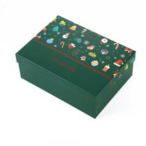 Caixa de presente com tema de Natal verde 21x21x9,8 cm