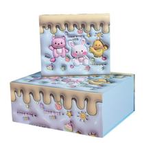 Caixa de presente Cute Animal, 2 peças com tampa 34x27x14cm e 14x12x7cm