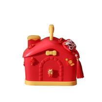 Caixa de presente de Ano Novo Chinês em forma de casa com Lion Dance Ornam Caixa de presente de Ano Novo Chinês em forma de casa com Lion Dance Ornam