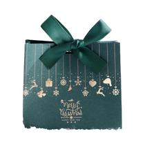 Caixa De Presente De Natal Com Padrão De Trenó Do Papai Noel E Renas, 10 Peças Com Laço, Sacos De