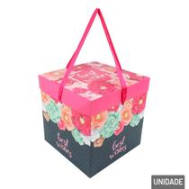 Caixa de Presente de Papel 22cm Rosas com Laço - Tudo em Caixa Caixa de Presente de Papel 22cm Rosas com Laço - Tudo em Caixa