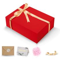 Caixa de presente DUOTAN 34x25x9 cm vermelha magnética com cartão de fita