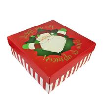 Caixa de Presente Estampada Vermelha Natal - 26cmX12cm - Cromus