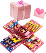 Caixa de presente Explosion rosa de cinco camadas com álbum de recortes DIY Caixa de presente Explosion rosa de cinco camadas com álbum de recortes DIY