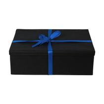 Caixa de Presente Forrada Internamente com Tampa Removível e Laço azul 42X15X28 - ORGANIBOX Caixa de Presente Forrada Internamente com Tampa Removível e Laço azul 42X15X28 - ORGANIBOX