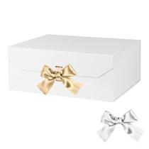 Caixa de presente GoooodGift branca grande 33x28x13,5 cm com fita de Natal