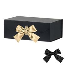 Caixa de presente GoooodGift preta grande dobrável 30x20x11cm com fita
