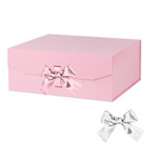 Caixa de presente GoooodGift rosa grande 33x28x13,5 cm com fita, tampa