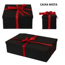 Caixa de Presente Grande Elegante com Fita Vermelha