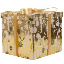 Caixa de presente Jaywayang 25 cm Holiday Gold com fita e papel