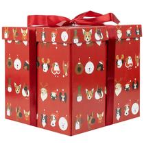 Caixa de presente Jaywayang de 25 cm grande de Natal vermelha com fita