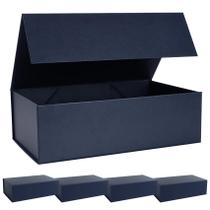 Caixa de presente LFBOX azul marinho com tampas magnéticas 35x21x11cm, pacote com 5