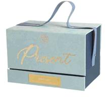 Caixa de presente Luxury Blue Velvet Vintage Gold 22,5x15x15cm