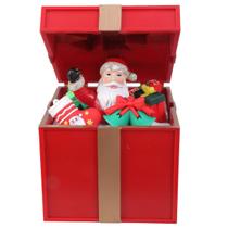 Caixa de Presente Natal Natalino Papai Noel Abre Fecha Led Som Musica Surpresa Decoraçao Festa Fim de Ano Comemoraçao