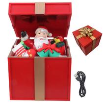 Caixa de Presente Natalino Natal Papai Noel Abre Fecha Led Musica Som Enfeite Fim De Ano Festa Comemoraçao Decoraçao Caixa de Presente Natalino Natal Papai Noel Abre Fecha Led Musica Som Enfeite Fim De Ano Festa Comemoraçao Decoraçao