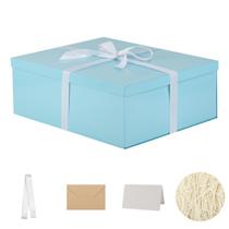 Caixa de presente OBMMIRAO extra grande azul com tampa de papelão 43x33x15cm Caixa de presente OBMMIRAO extra grande azul com tampa de papelão 43x33x15cm