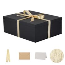Caixa de presente OBMMIRAO extra grande preta com tampa de papelão 43x33x15cm Caixa de presente OBMMIRAO extra grande preta com tampa de papelão 43x33x15cm