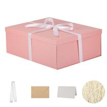 Caixa de presente OBMMIRAO rosa 43x33x15 cm com fita e cartão