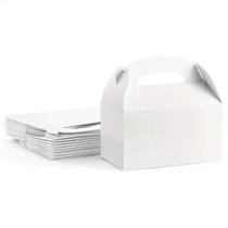 Caixa de presente, papel kraft branco com alça, 10 peças, 12x6x8cm