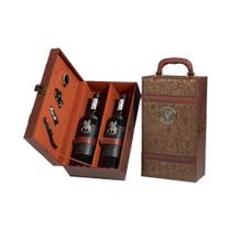Caixa De Presente Para Vinho Tinto Luxuosa Em Couro Com Estojo Portátil Para 2 Garrafas E Conjunto Caixa De Presente Para Vinho Tinto Luxuosa Em Couro Com Estojo Portátil Para 2 Garrafas E Conjunto