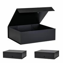 Caixa de presente PLINJOY 48x41x15 cm preta, pacote com 3 unidades magnéticas
