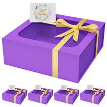 Caixa de presente PSHVYM roxa 19x19x8 cm com janela, pacote com 5