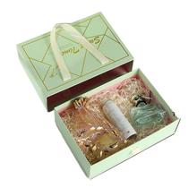 Caixa de presente quadrada de papelão verde 17x12x5,8cm com gaveta e alça