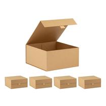 Caixa de presente roxa Q Crafts Brown Kraft com nervuras magnéticas 20x20x10cm