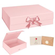 Caixa de presente WARMGBOXCO rosa 33x23x10cm com tampa e cartão comemorativo