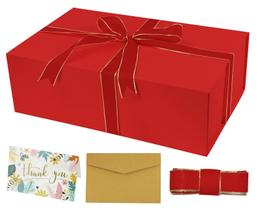 Caixa de presente YINUOYOUJIA 35x23x11 cm vermelha com cartão de fita Caixa de presente YINUOYOUJIA 35x23x11 cm vermelha com cartão de fita