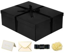 Caixa de presente YINUOYOUJIA grande preta 42x33x14cm com fita e cartão